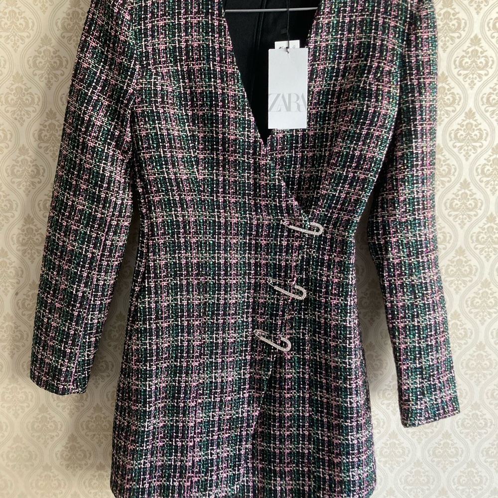 ZARA Blazer Dress with Rhinestone Detailing - Picture 4 of 11